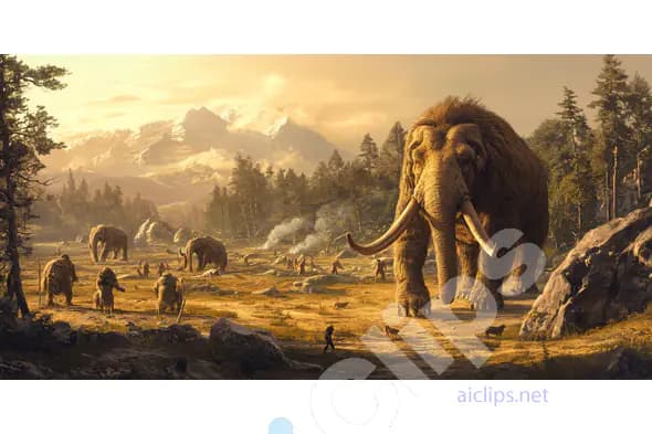 Prehistoric Mammoth Herd