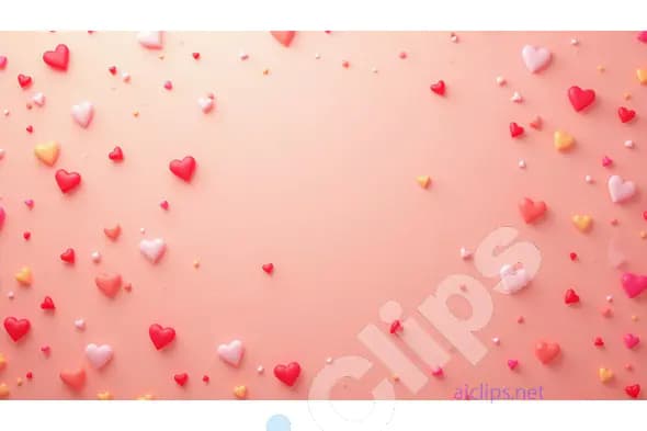 Scattered Colorful Hearts on Peach Background