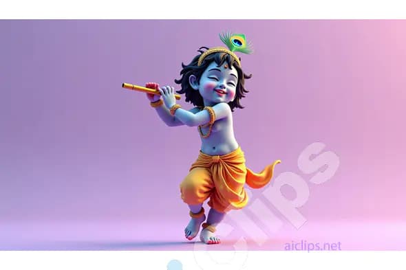 Dancing Baby Krishna Illustration