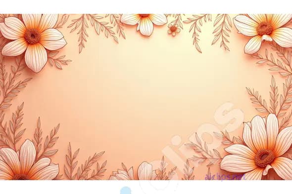 Floral Border with Soft Orange Hues on Peach Background